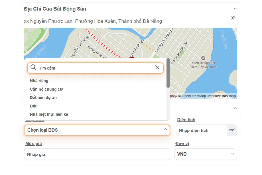 Chọn loại bất động sản